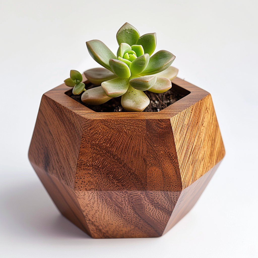 Hexagonal Wooden Planter | Handcrafted Sheesham Wood | Geometric Design | Fourth-Generation Craft
