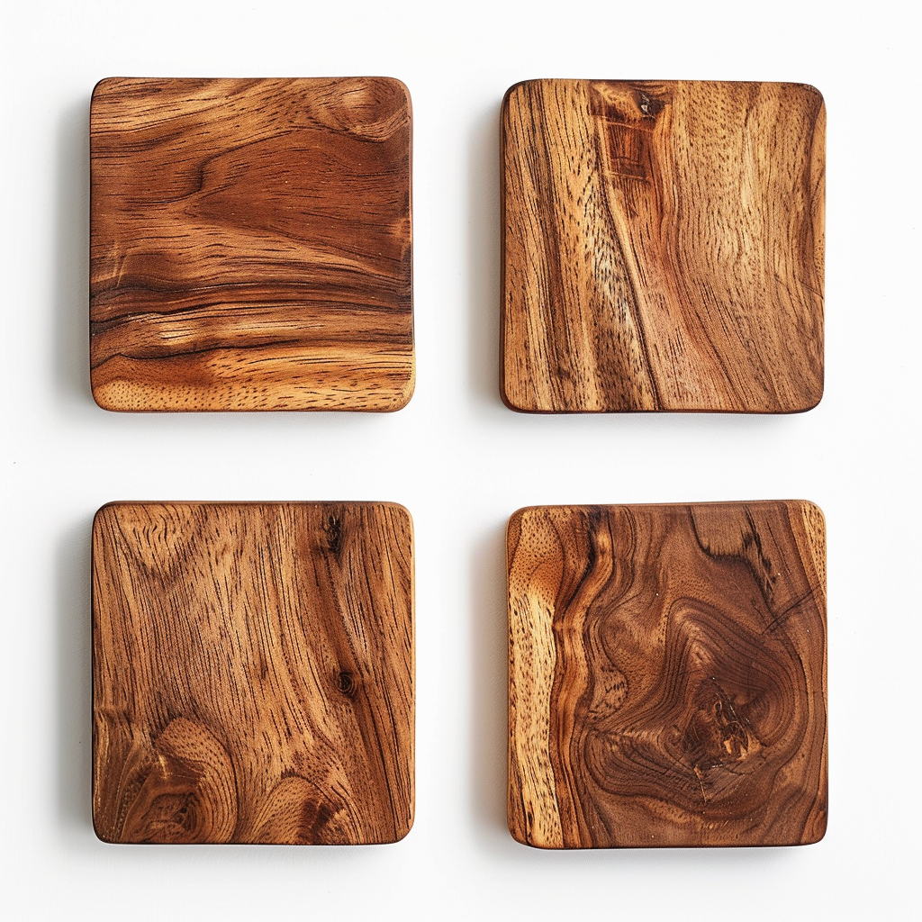Wooden Coaster Set (4 Pieces) | Handcrafted Sheesham Wood | Fourth-Generation Craft