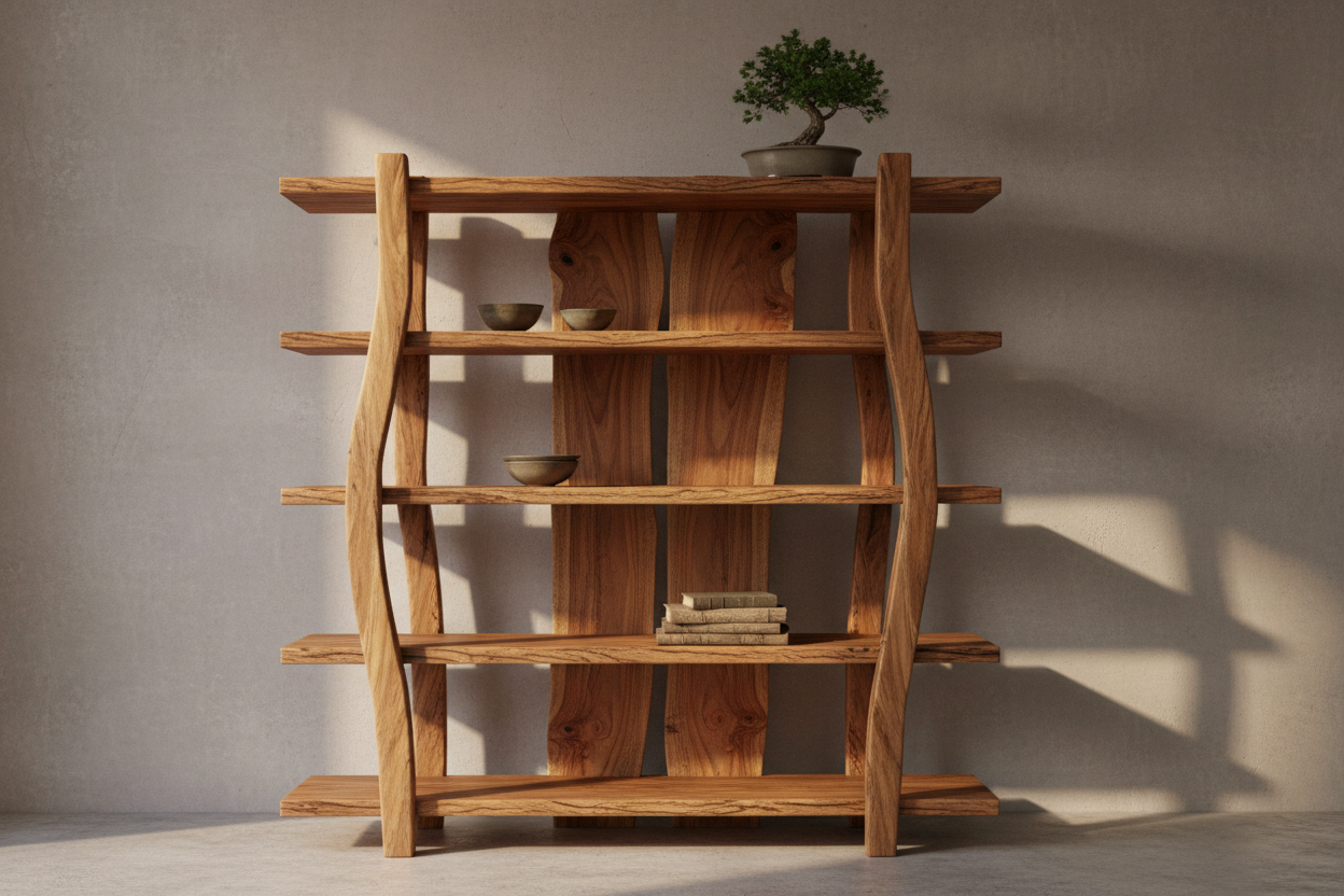 Ladder Bookshelf | 5-Tier | Sheesham Wood | Fourth-Generation Craft